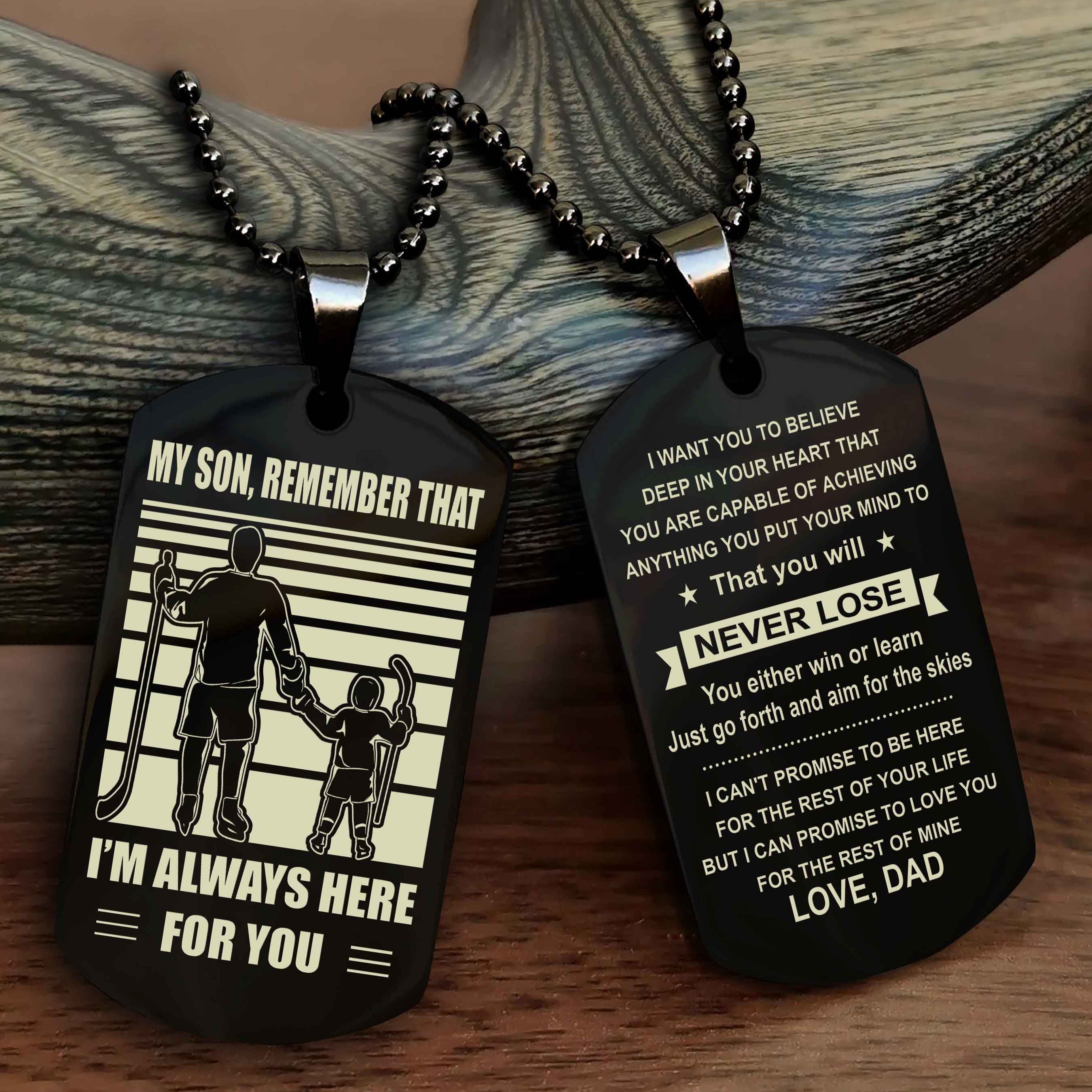 DRB Personalized Double Sided Dog Tag My Son Remember That I Will Always Here You Will Never Lose You Either Win Or Learn