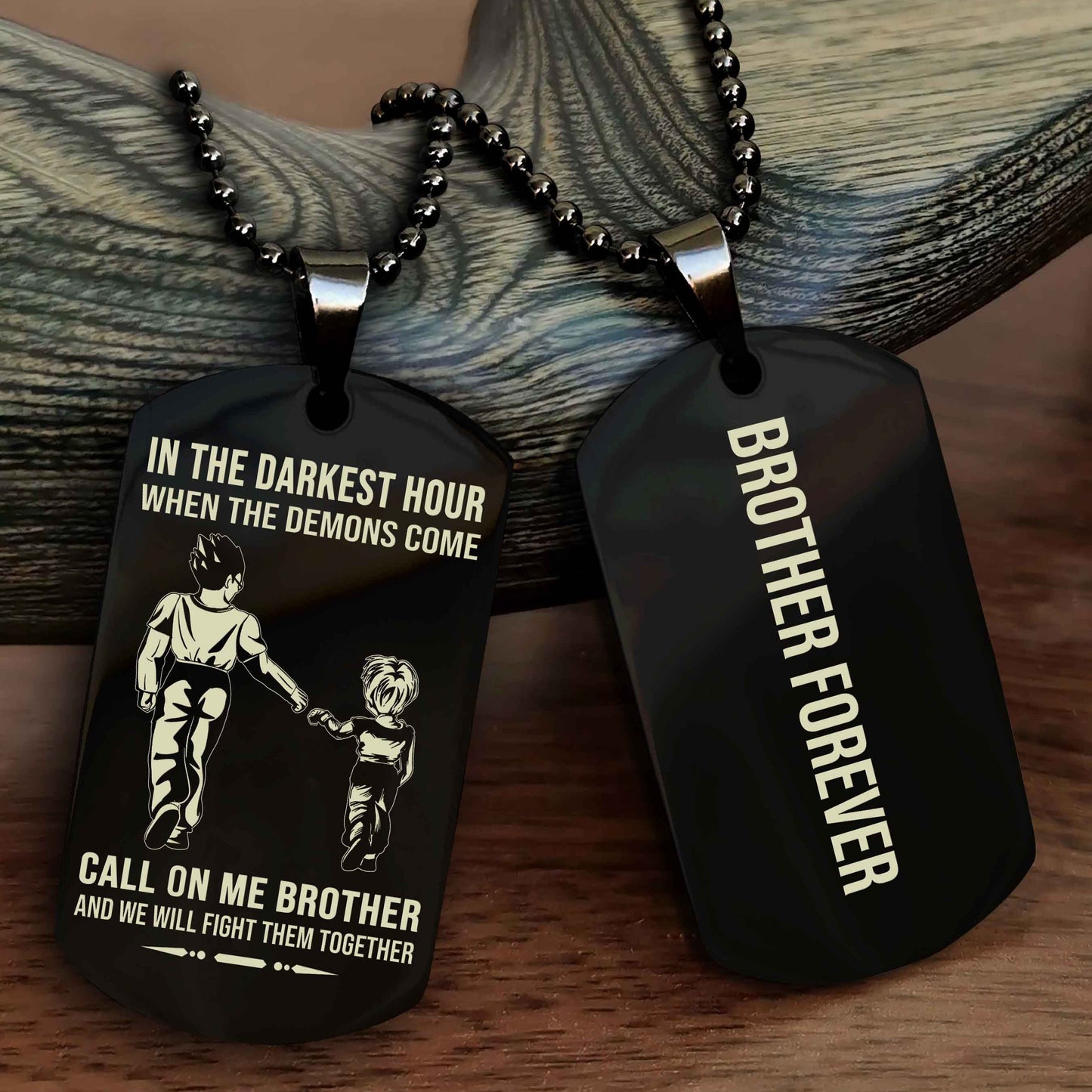 DRB Customizable engraved black dog tag double sided gift from brother, brother forevers NAG