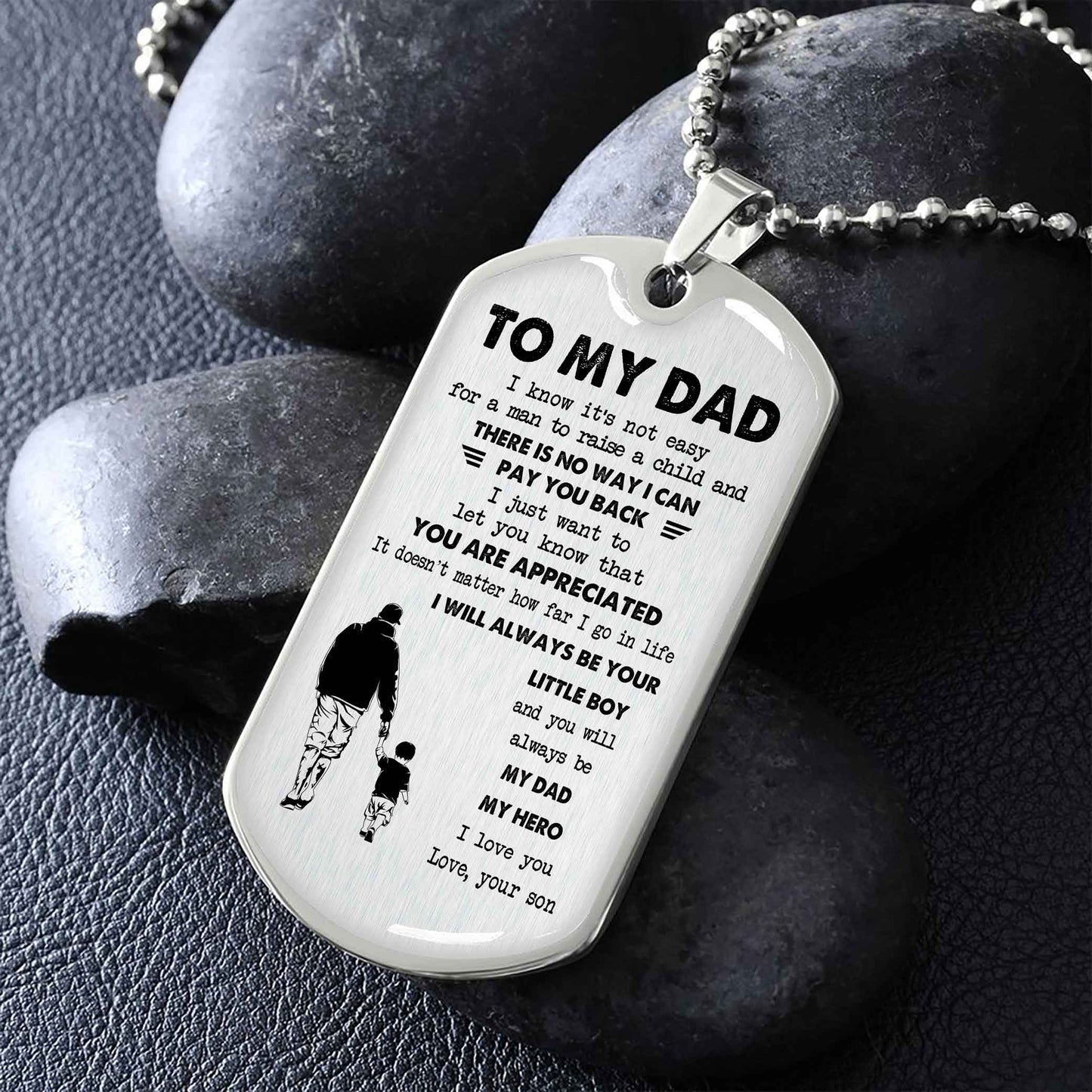 Dragon B GK-Father and Son- Millitary Chain 18K Gold Plated To My Dad I Know It's Not Easy - I Will Always Be Your Little Boy Gift From Son To Dad Father's Day Gift