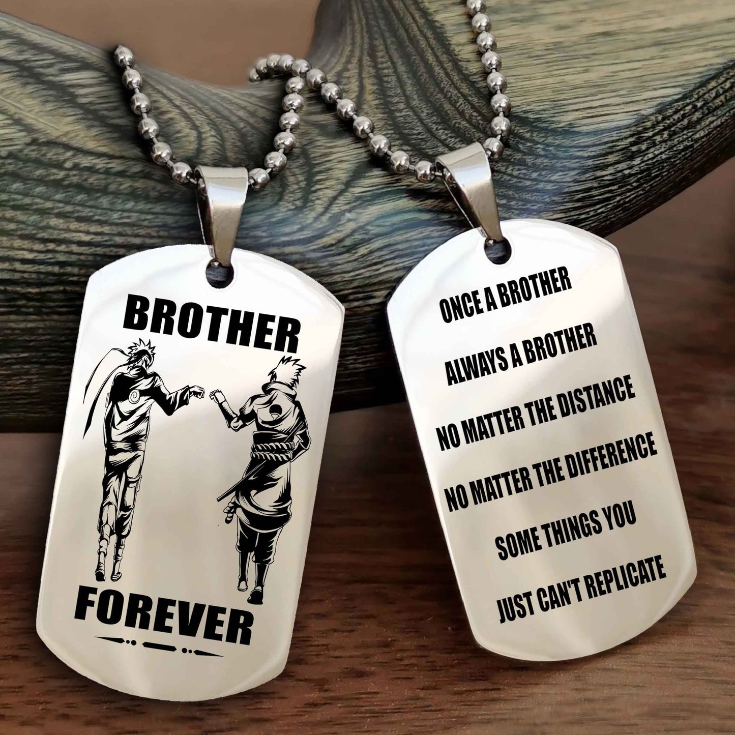 Viking Customizable engraved dog tag double sided gift from brother - Brother Forever Once A Brother Always A Brother