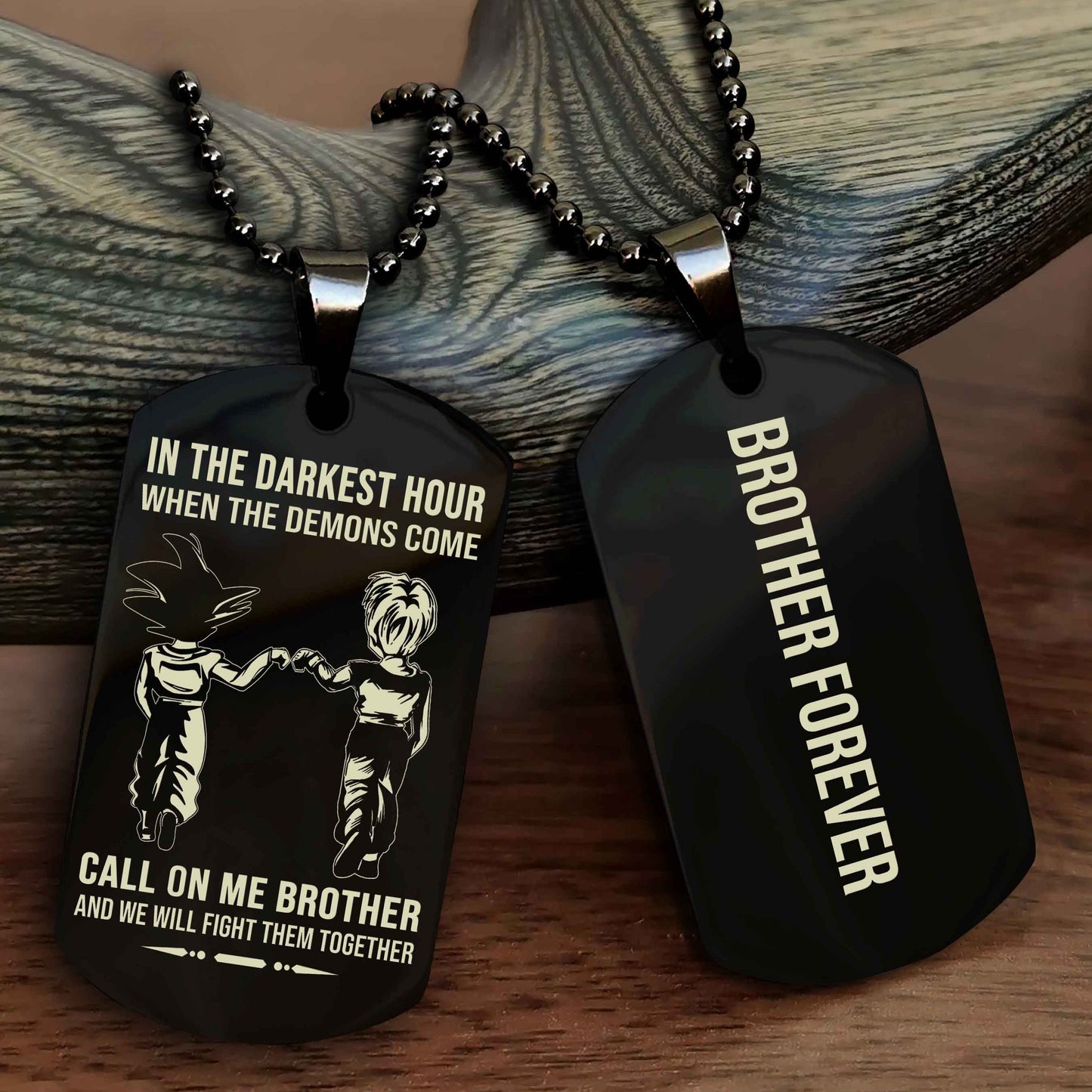 DRB Customizable engraved black dog tag double sided gift from brother, brother forevers NAG