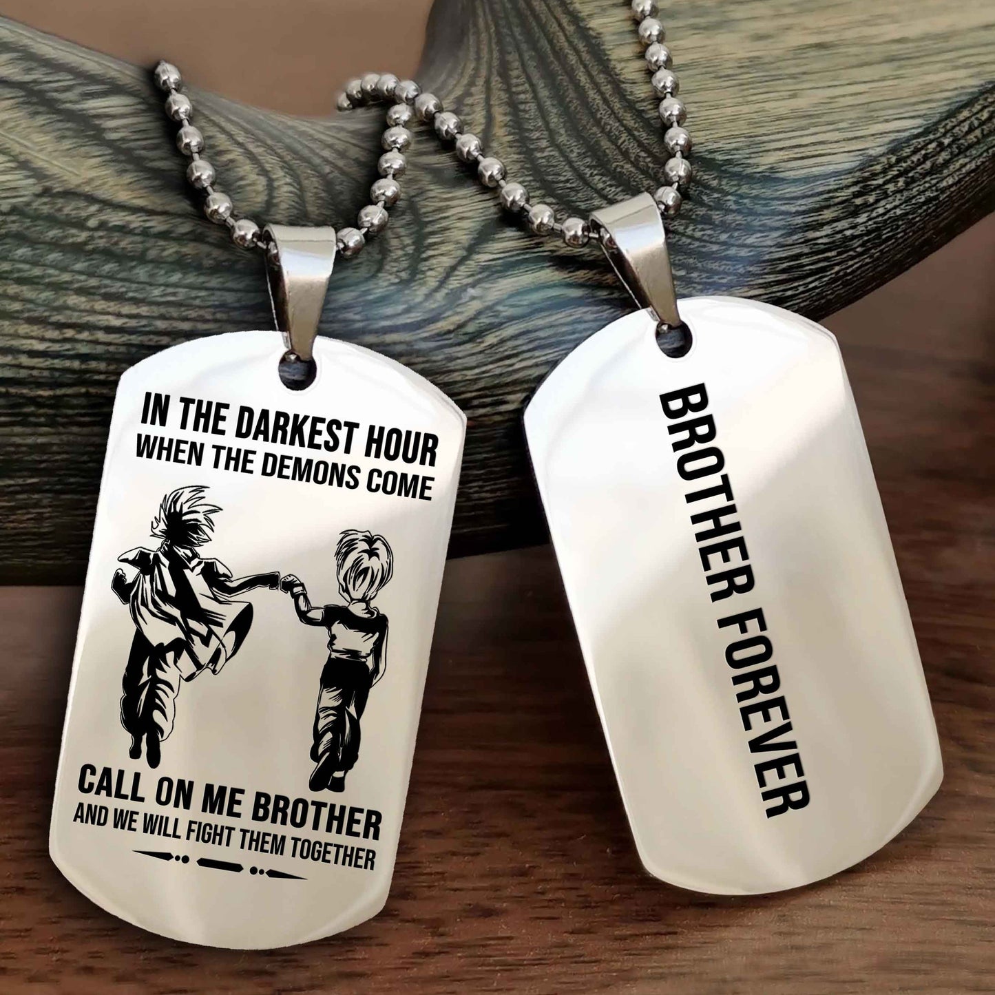 DRB Customizable engraved black dog tag double sided gift from brother, brother forevers NAG