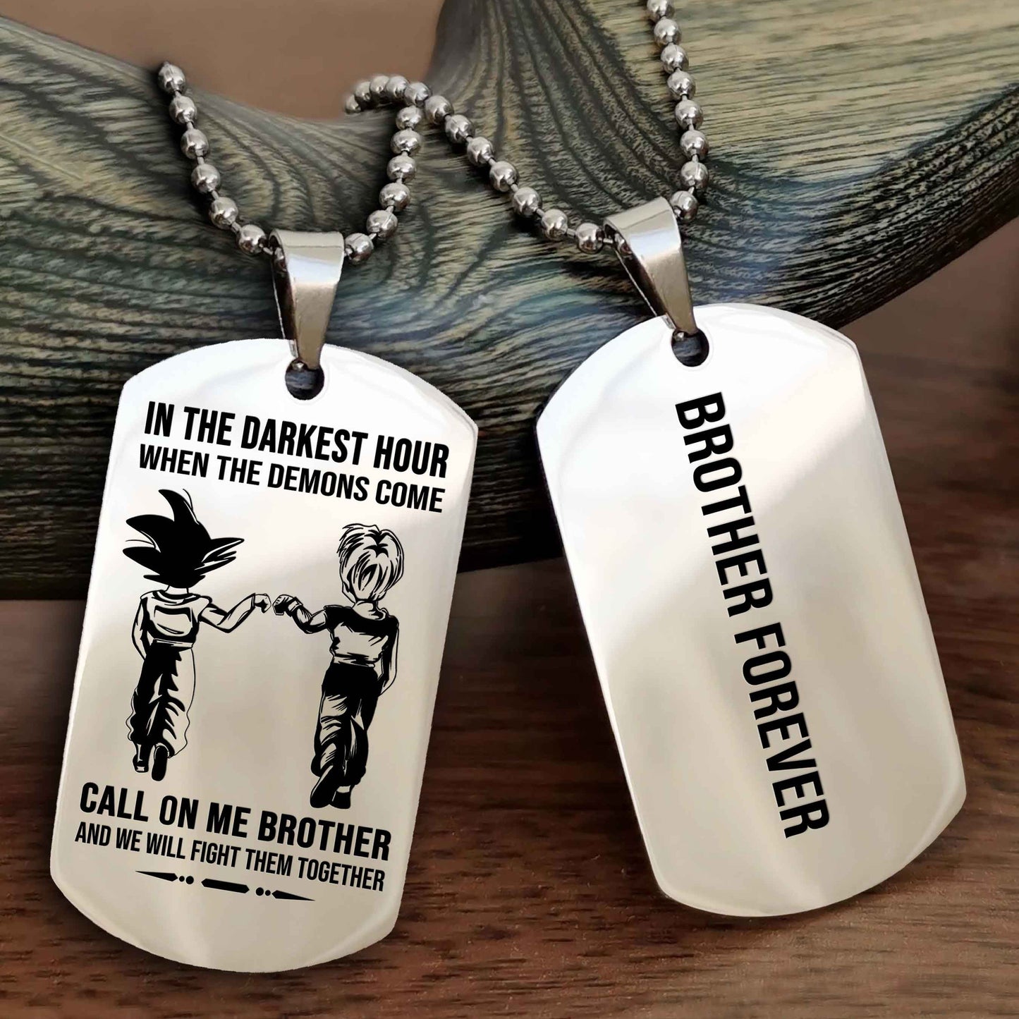 DRB Customizable engraved black dog tag double sided gift from brother, brother forevers NAG