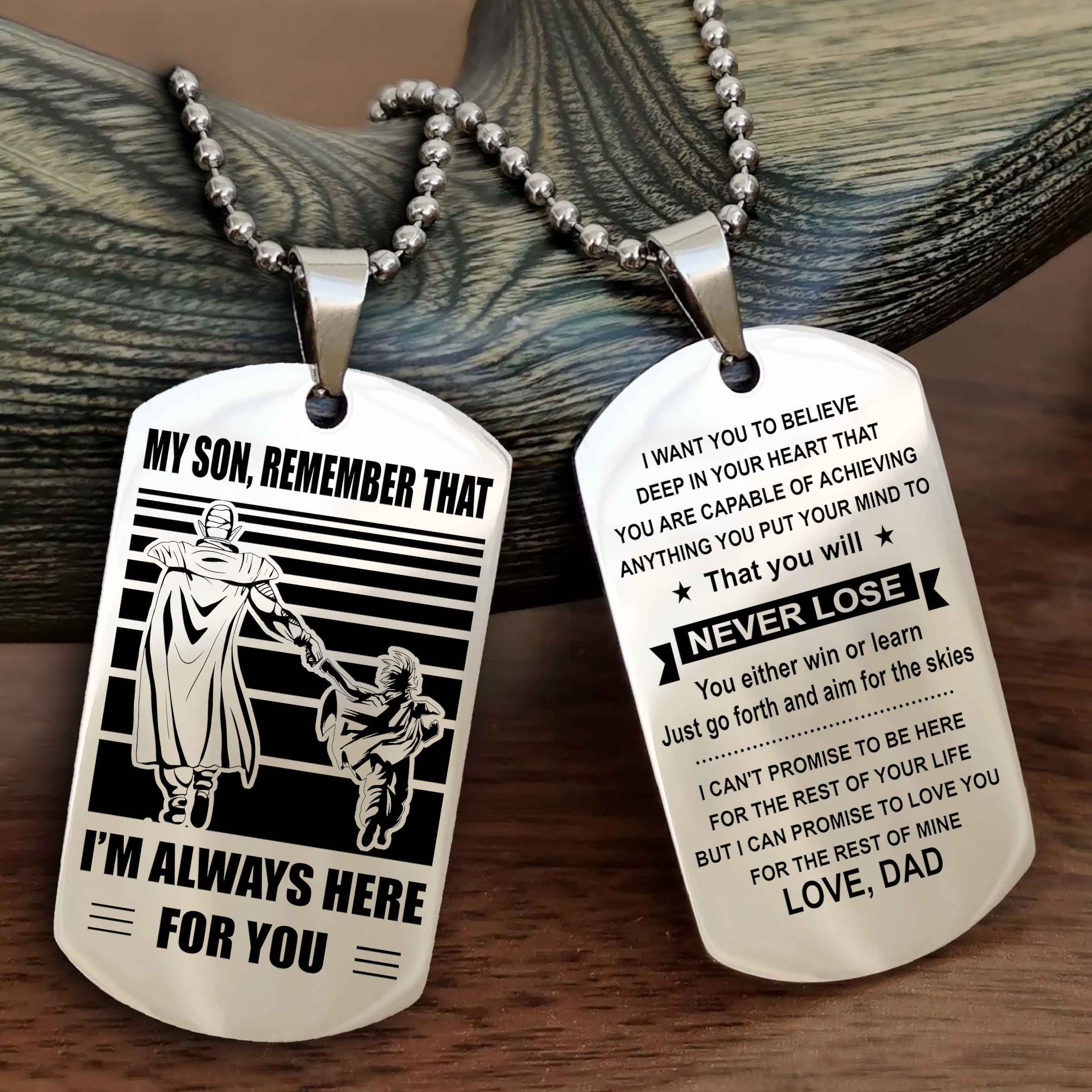 DRB Personalized Double Sided Dog Tag My Son Remember That I Will Always Here You Will Never Lose You Either Win Or Learn