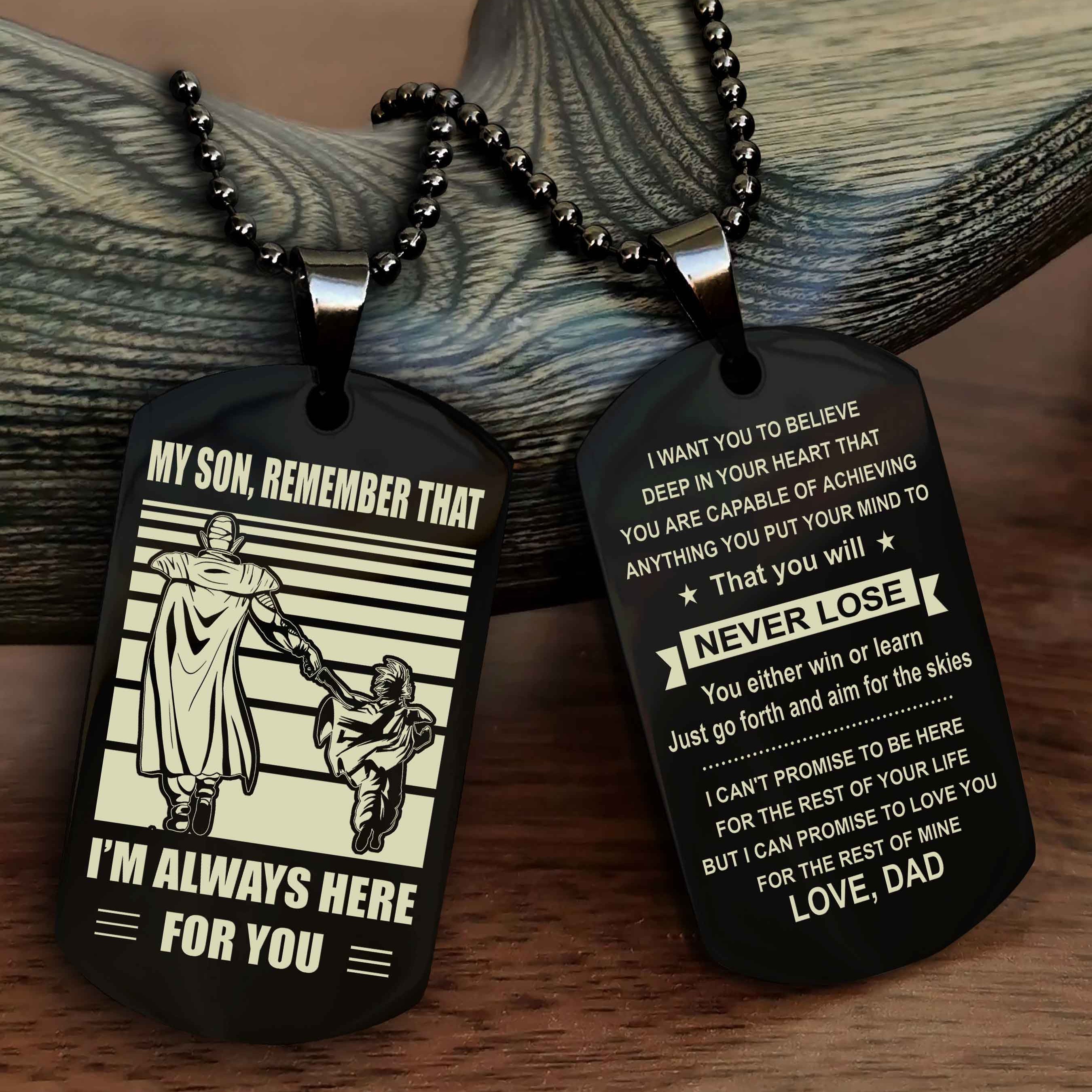DRB Personalized Double Sided Dog Tag My Son Remember That I Will Always Here You Will Never Lose You Either Win Or Learn