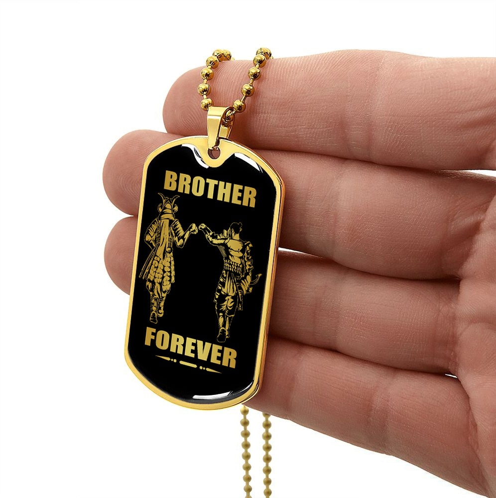 Viking-Military Chain (18K Gold Plated)-gifts from brother, n the darkest hour, When the demons come call on me brother and we will fight them together