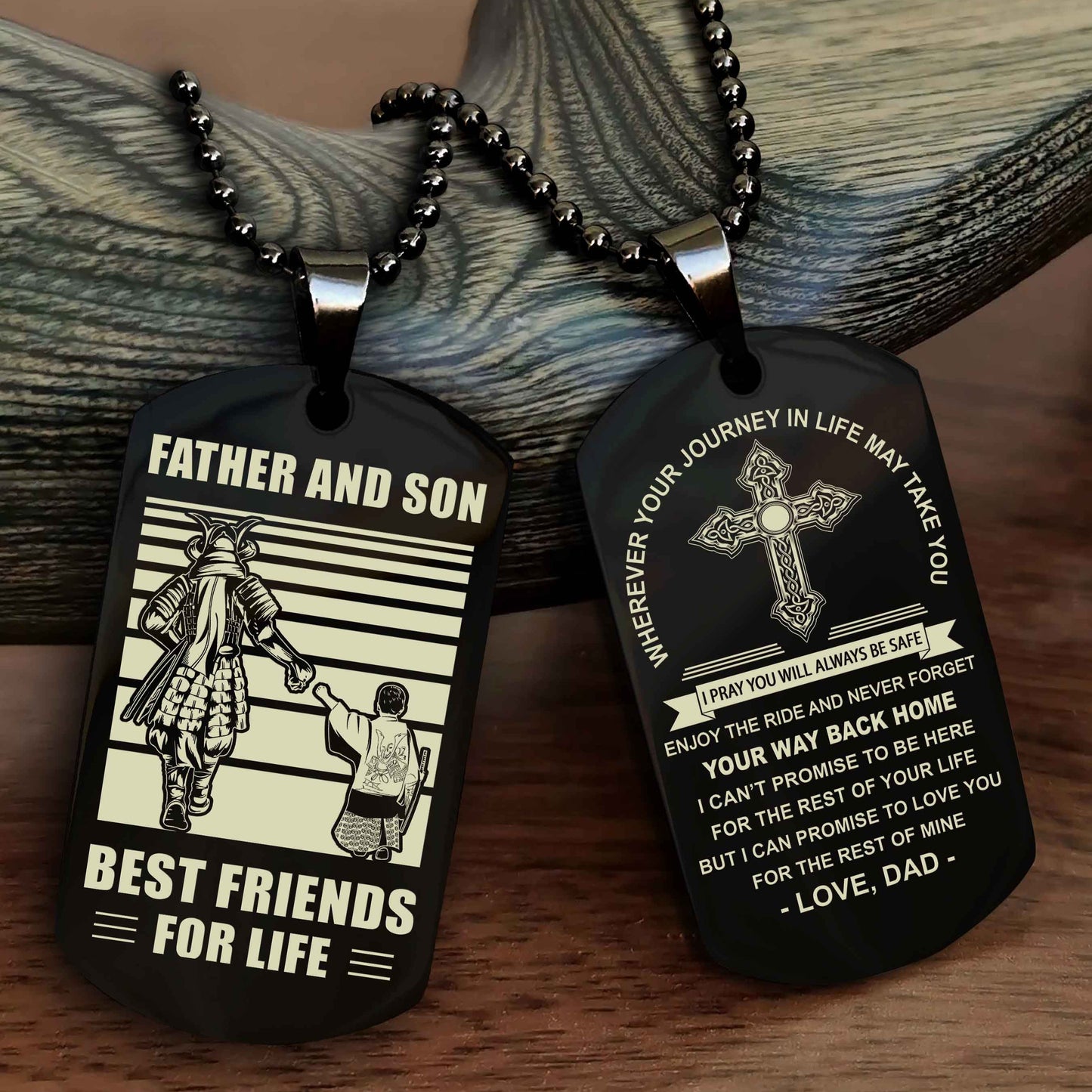 DRB Cross Double Sided Dog Tag Father And Son Best Friend For Life - Gift For Son Never Forget Your Way Back Home