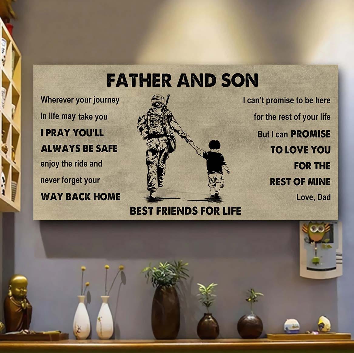 FAMILY-PHOTO UPLOAD Father And Daughter Best Friends For Life - Ver 2 Never Forget Your Way Back Home Poster Canvas Gift For Son From Father