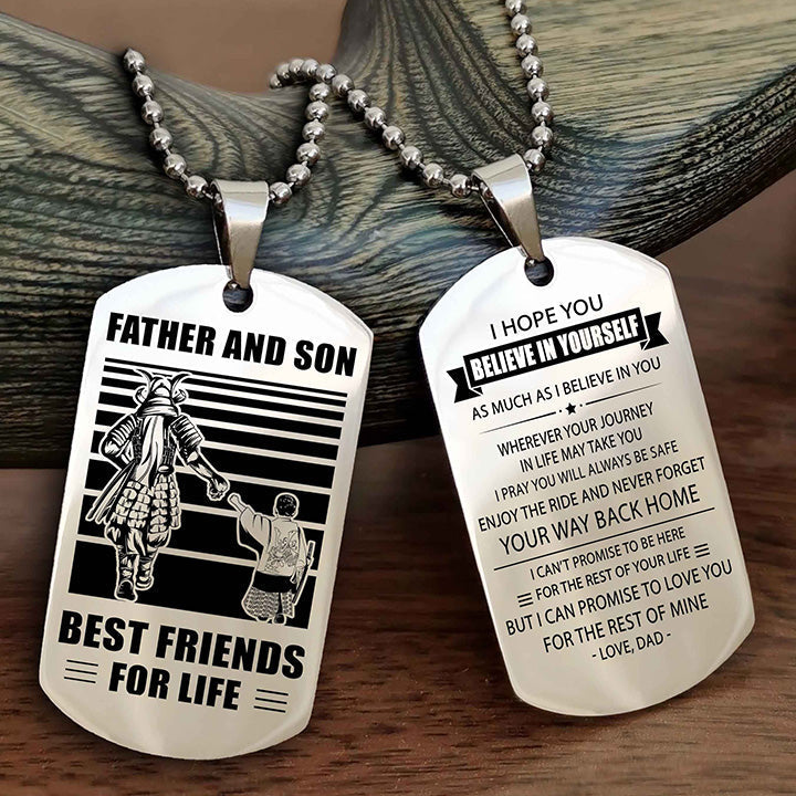 DRB Personalized Double Sided Dog Tag Silver To My Son I Love You - Enjoy The Ride And Never Forget Your Way Back Home From