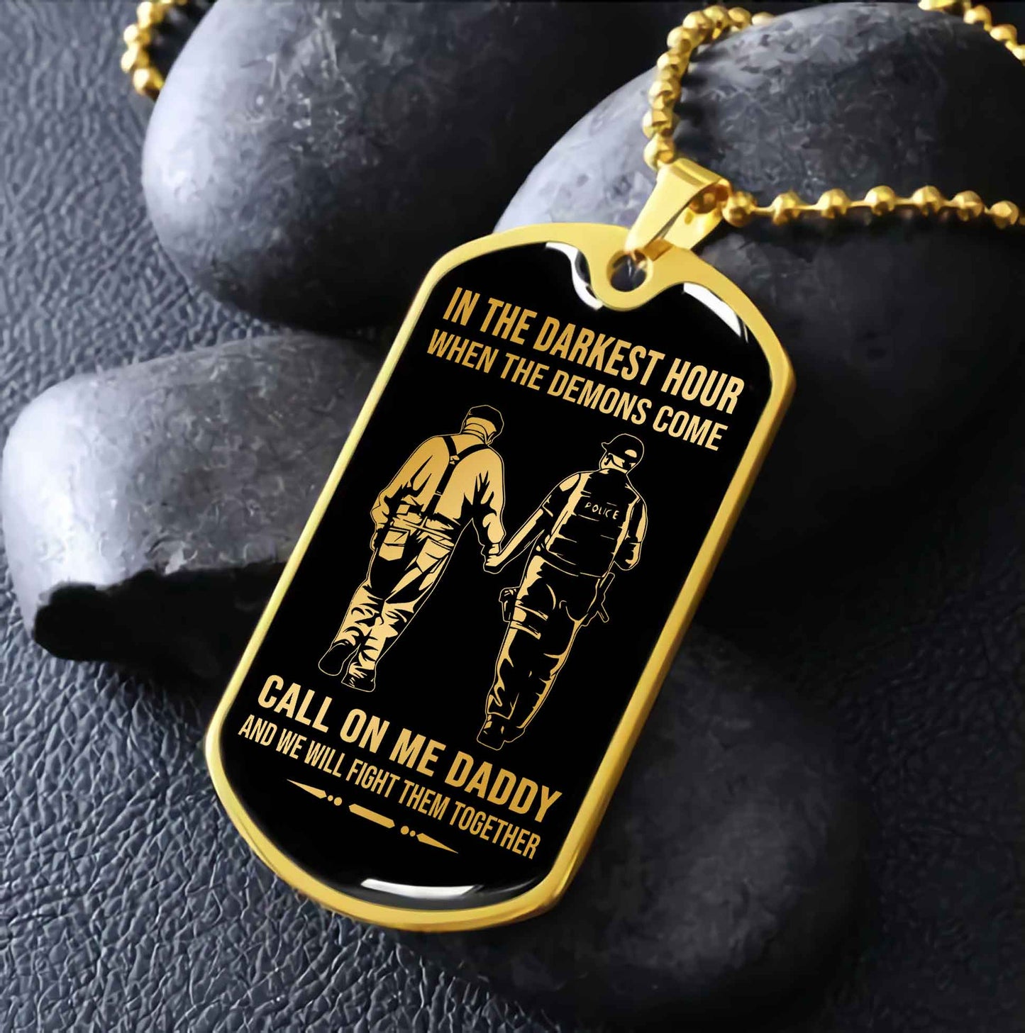 DRB PC Military Chain Silver Plated 18K Gold Plated Call On Me Daddy Gift For Your Dad