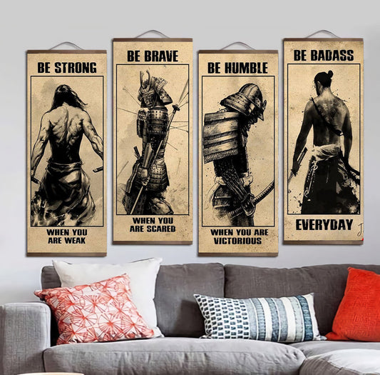 Samurai hanging canvas be strong be brave