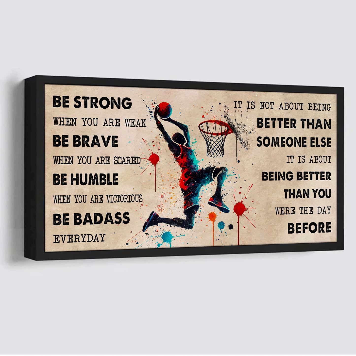 Water Color Tennis Poster Canvas It Is Not About Being Better Than Someone Else - Be Strong When You Are Weak Be Badass Everyday