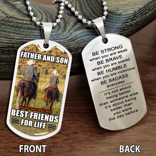 Personalized Double Side Graphic Dog Tag Gift For Your Son With Motivation Message Best Gift From Father To Son