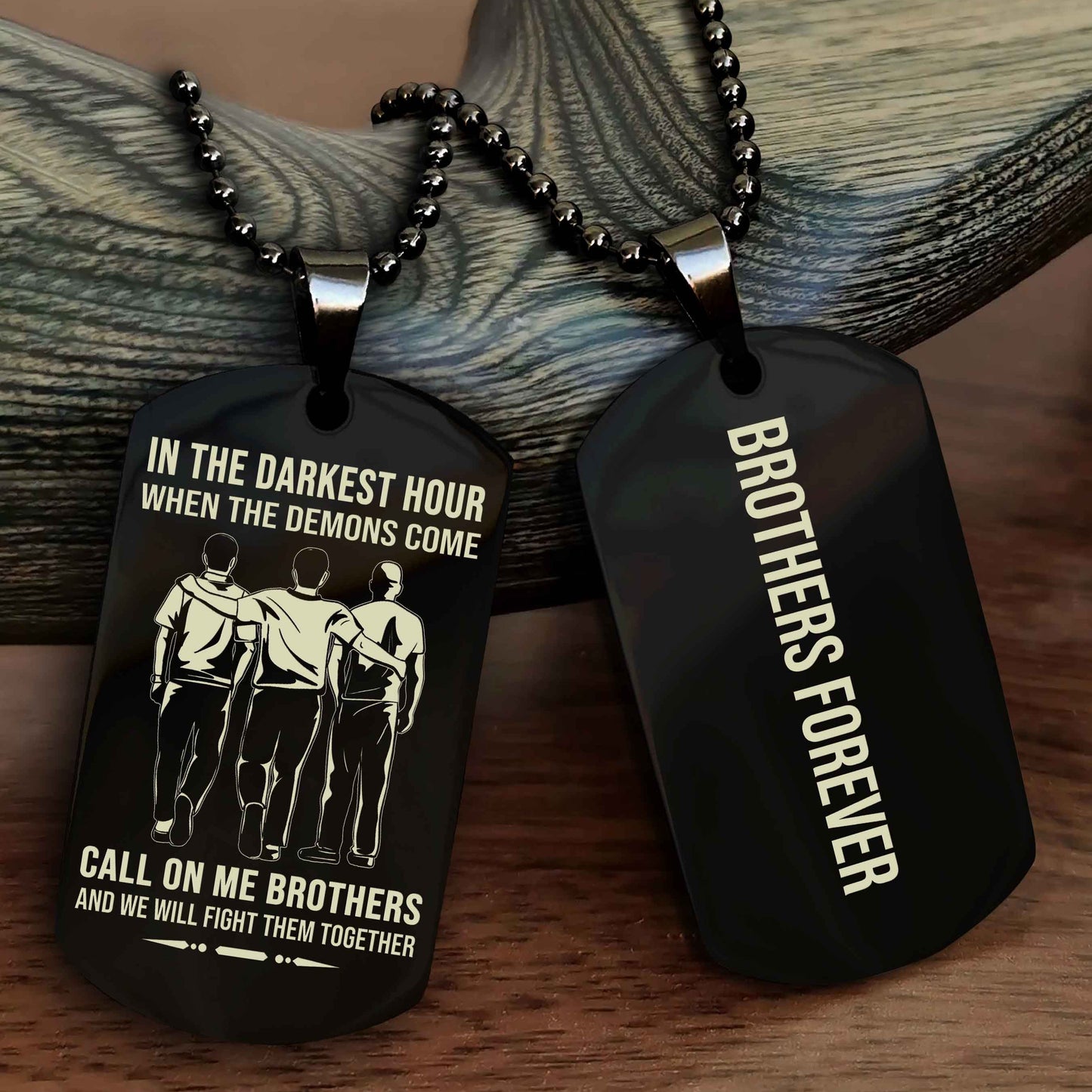 DRB Customizable engraved black dog tag double sided gift from brother, brother forevers NAG