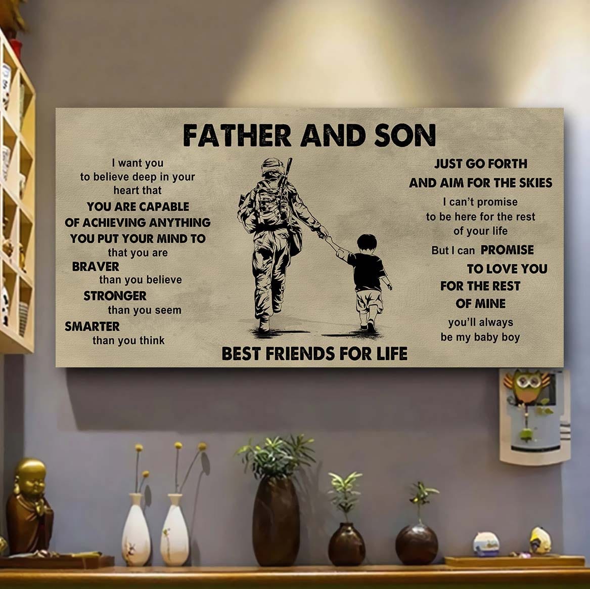 Family photo upload Father And Son Best Friends For Life - That You Are Braver Than You Believe Poster Canvas Gift For Son From Father
