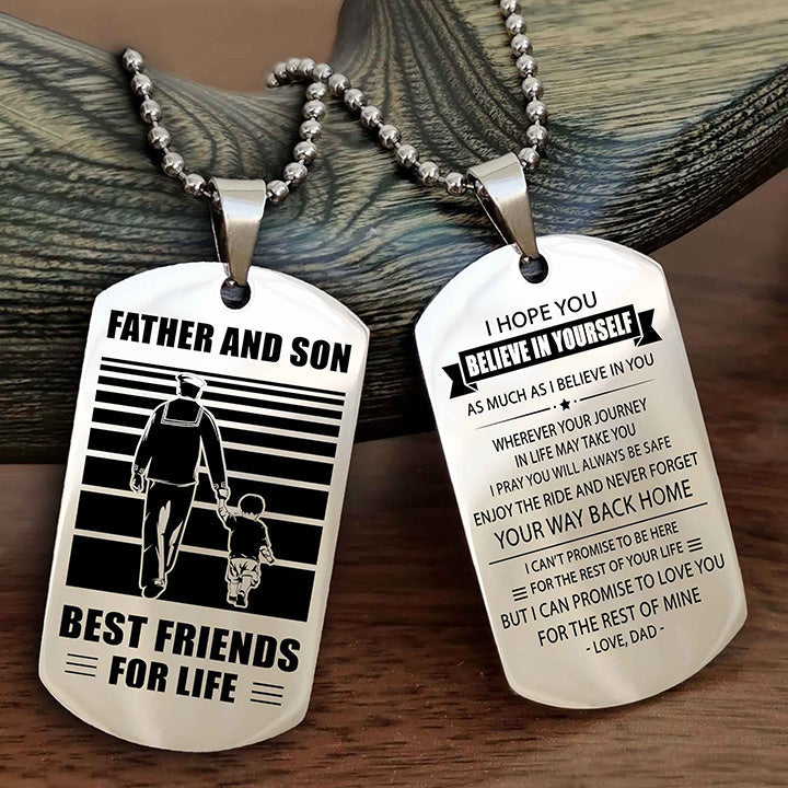 DRB Personalized Double Sided Dog Tag Silver To My Son I Love You - Enjoy The Ride And Never Forget Your Way Back Home From