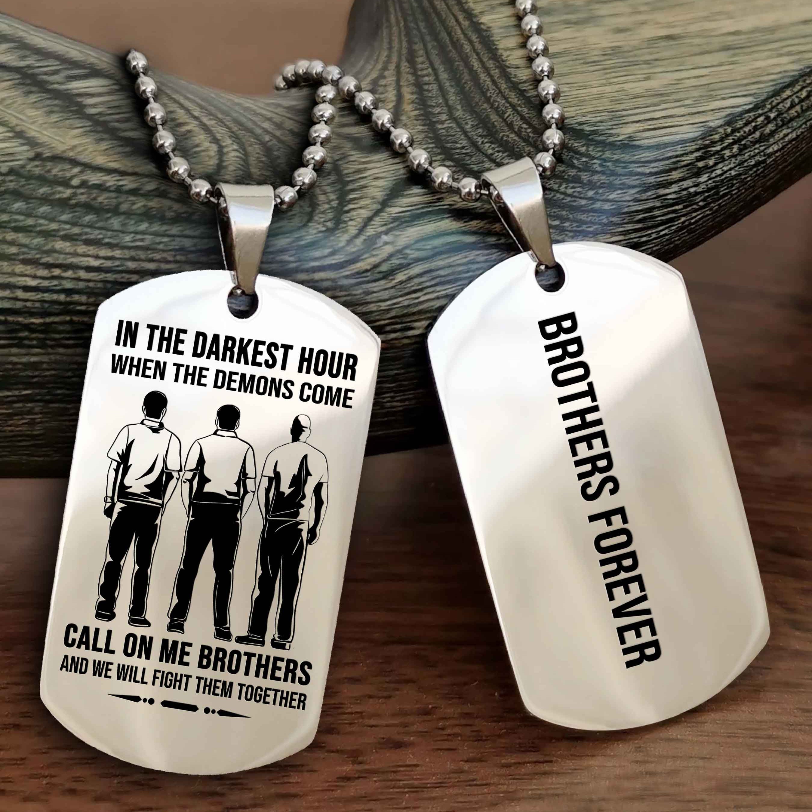 DRB Customizable engraved black dog tag double sided gift from brother, brother forevers NAG