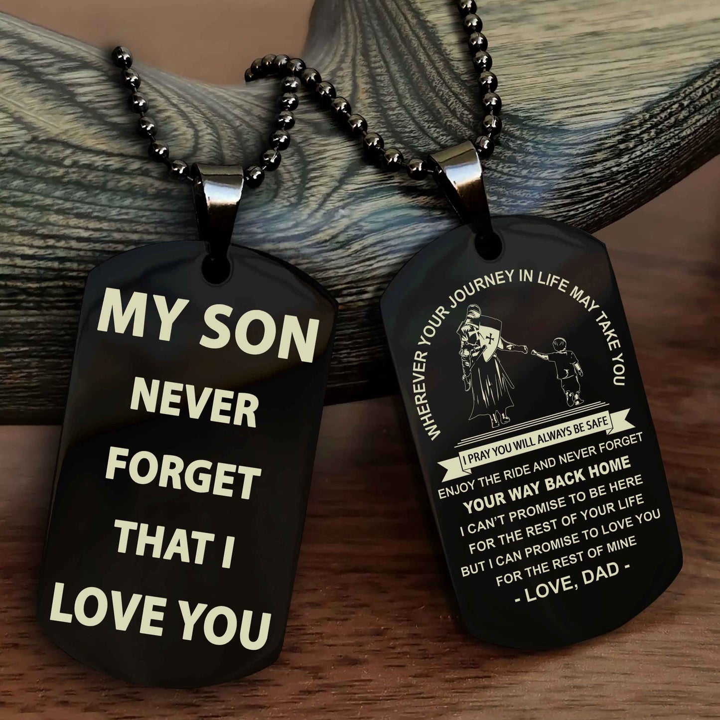 DRB Double Sided Dog Tag To My Son Never Forget That I Love You - Gift For Son Never Forget Your Way Back Home