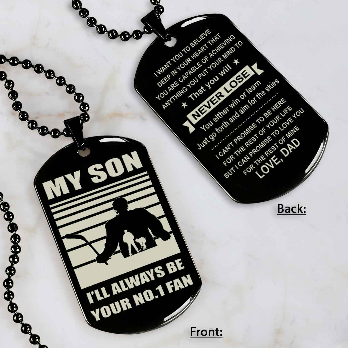Sport Personalized Double Sided Dog Tag I Will Always Be Your No 1 Fan - You Will Never Lose Gift From Dad To Son
