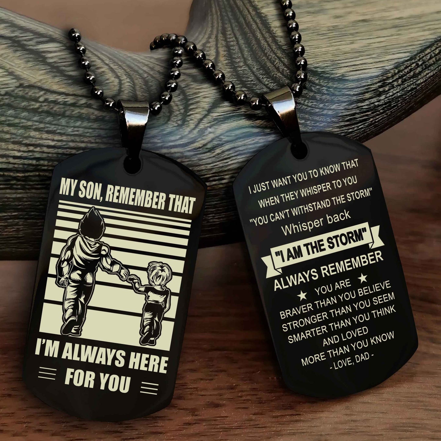 Biker Personalized Double Sided Dog Tag My Son Remember That I Will Always Here Whisper Back I Am The Storm