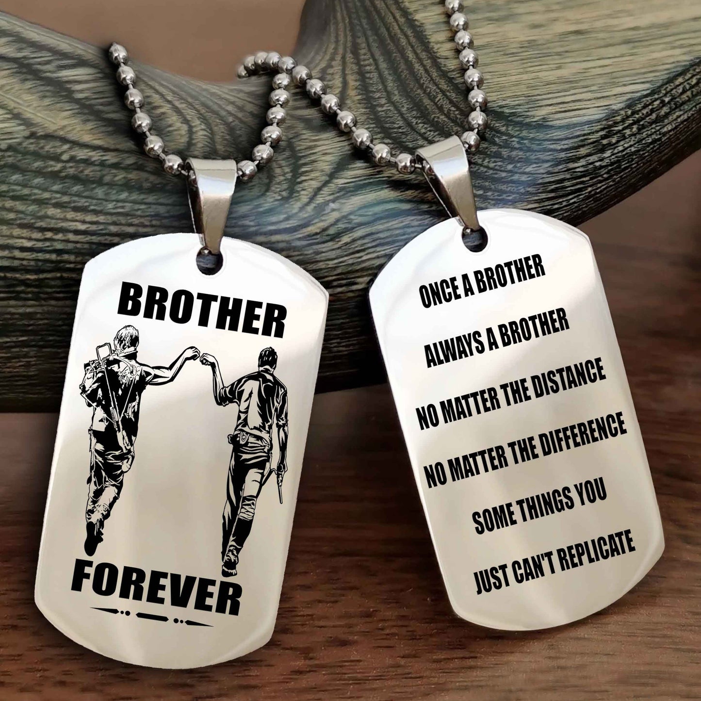 Viking Customizable engraved dog tag double sided gift from brother - Brother Forever Once A Brother Always A Brother