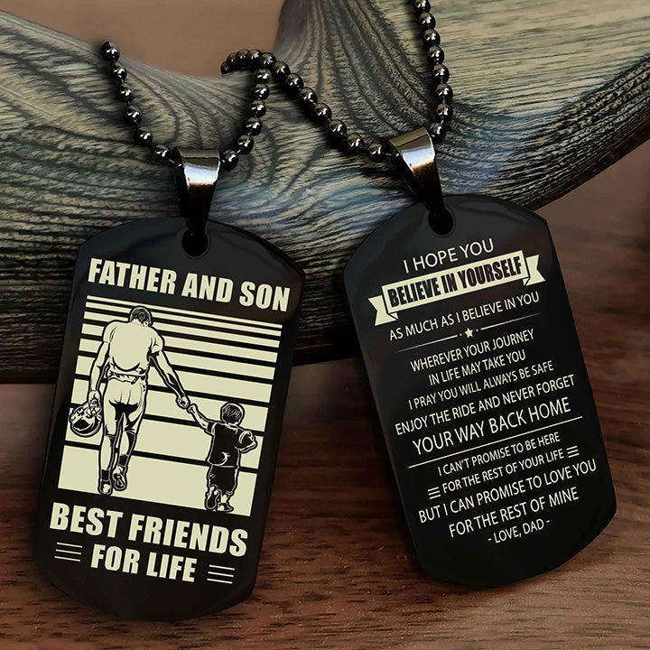 DRB Personalized Double Sided Dog Tag Silver To My Son I Love You - Enjoy The Ride And Never Forget Your Way Back Home From