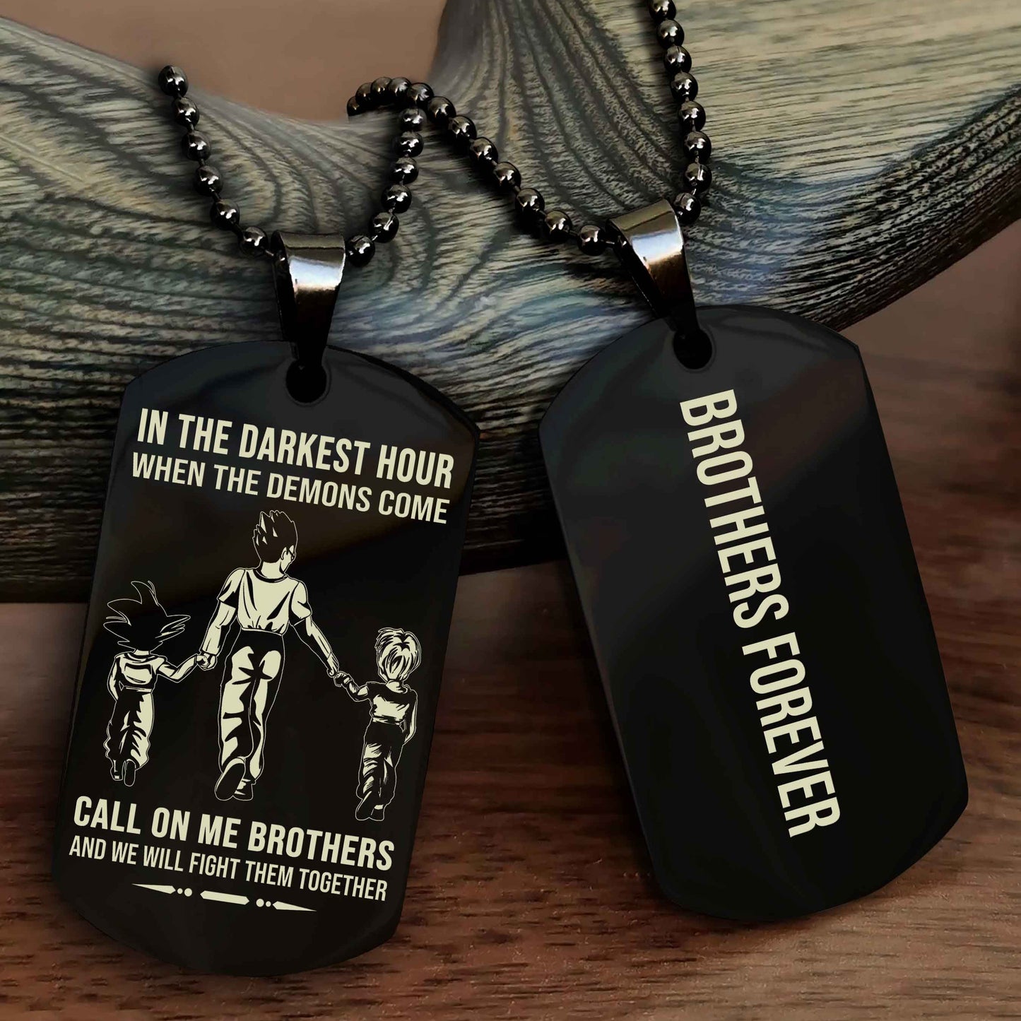 DRB Customizable engraved black dog tag double sided gift from brother, brother forevers NAG