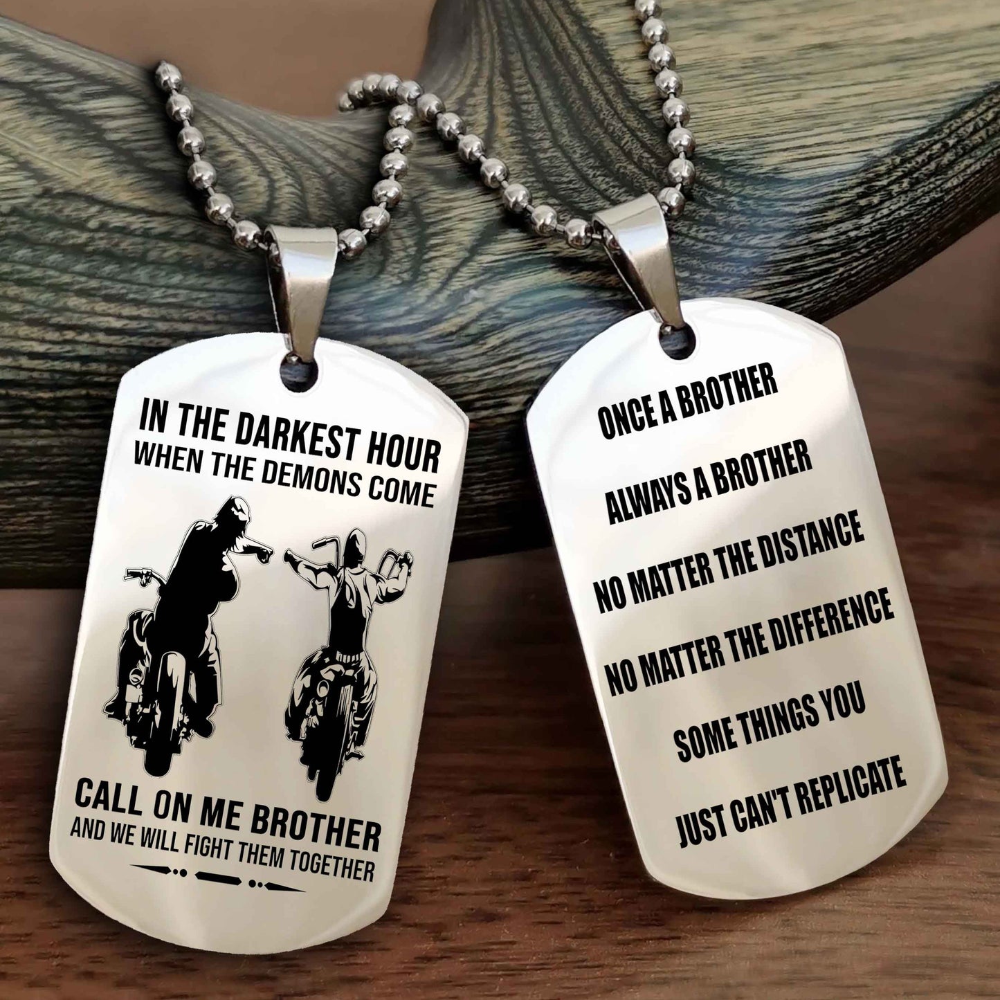 Customizable engraved dog tag double sided gift from brother Once A Brother Always A Brother