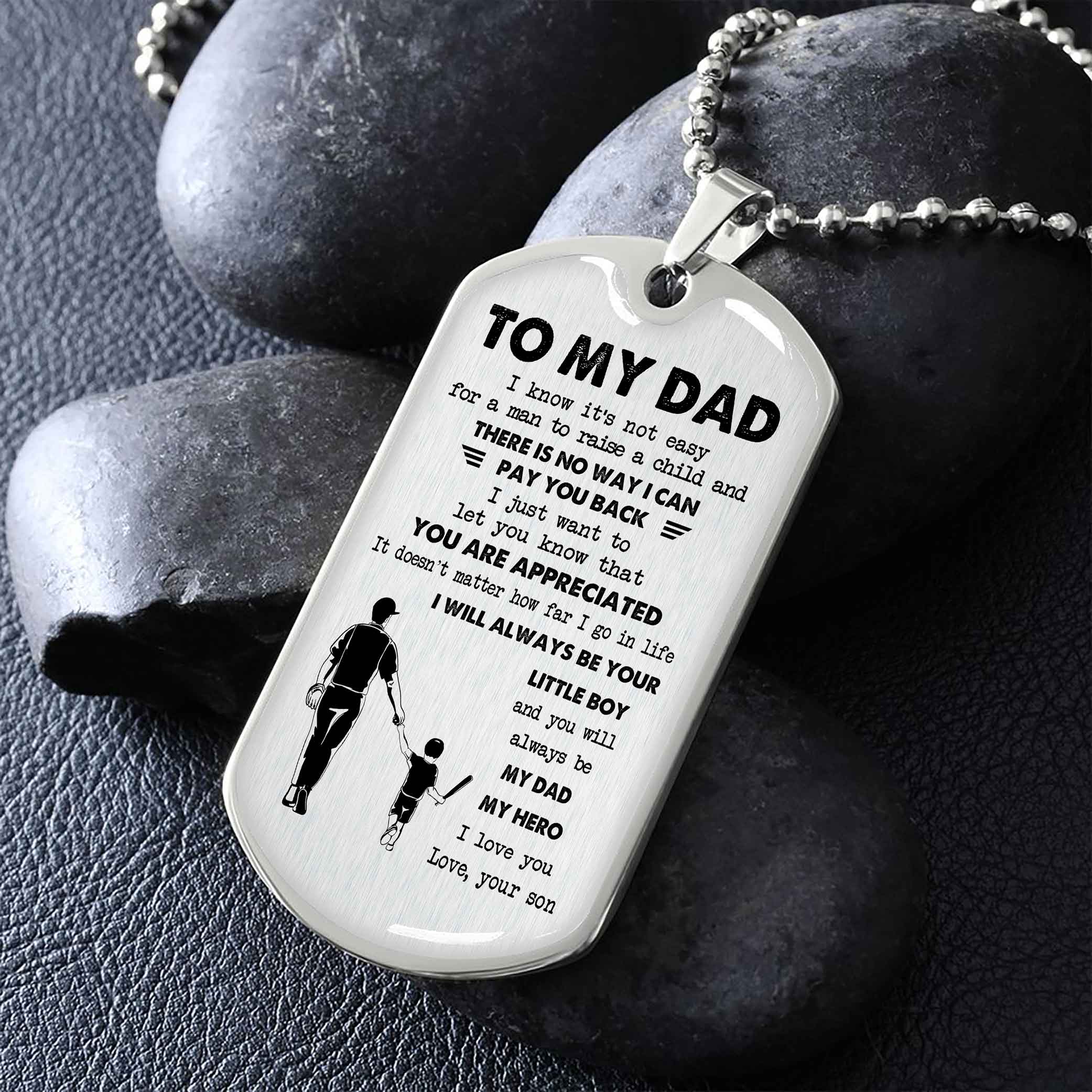 Dragon B PC - GH- Millitary Chain 18K Gold Plated To My Dad I Know It's Not Easy - I Will Always Be Your Little Boy Gift From Son To Dad Father's Day Gift