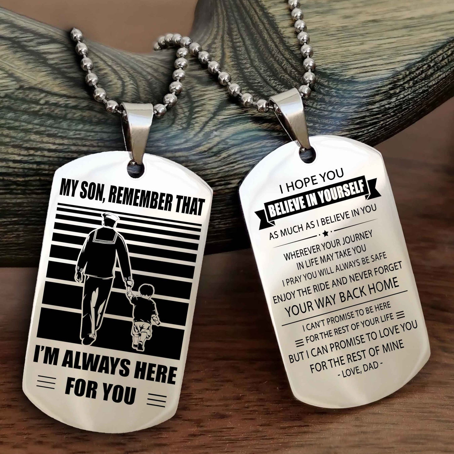 Biker Personalized Double Sided Dog Tag My Son Remember That I Will Always Here Never Forget Your Way Back Home