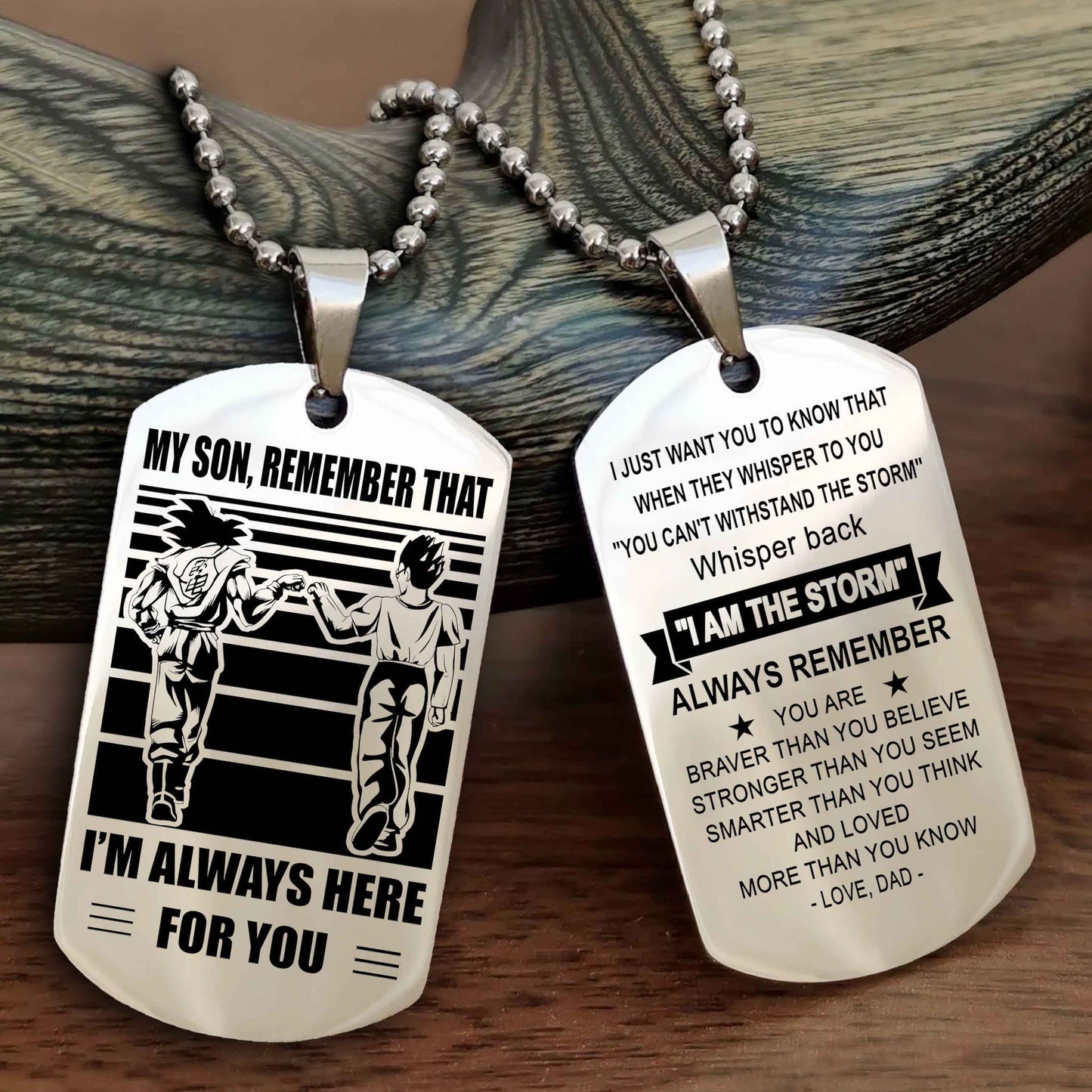 Biker Personalized Double Sided Dog Tag My Son Remember That I Will Always Here Whisper Back I Am The Storm