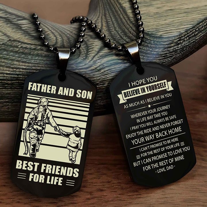 DRB Personalized Double Sided Dog Tag Silver To My Son I Love You - Enjoy The Ride And Never Forget Your Way Back Home From