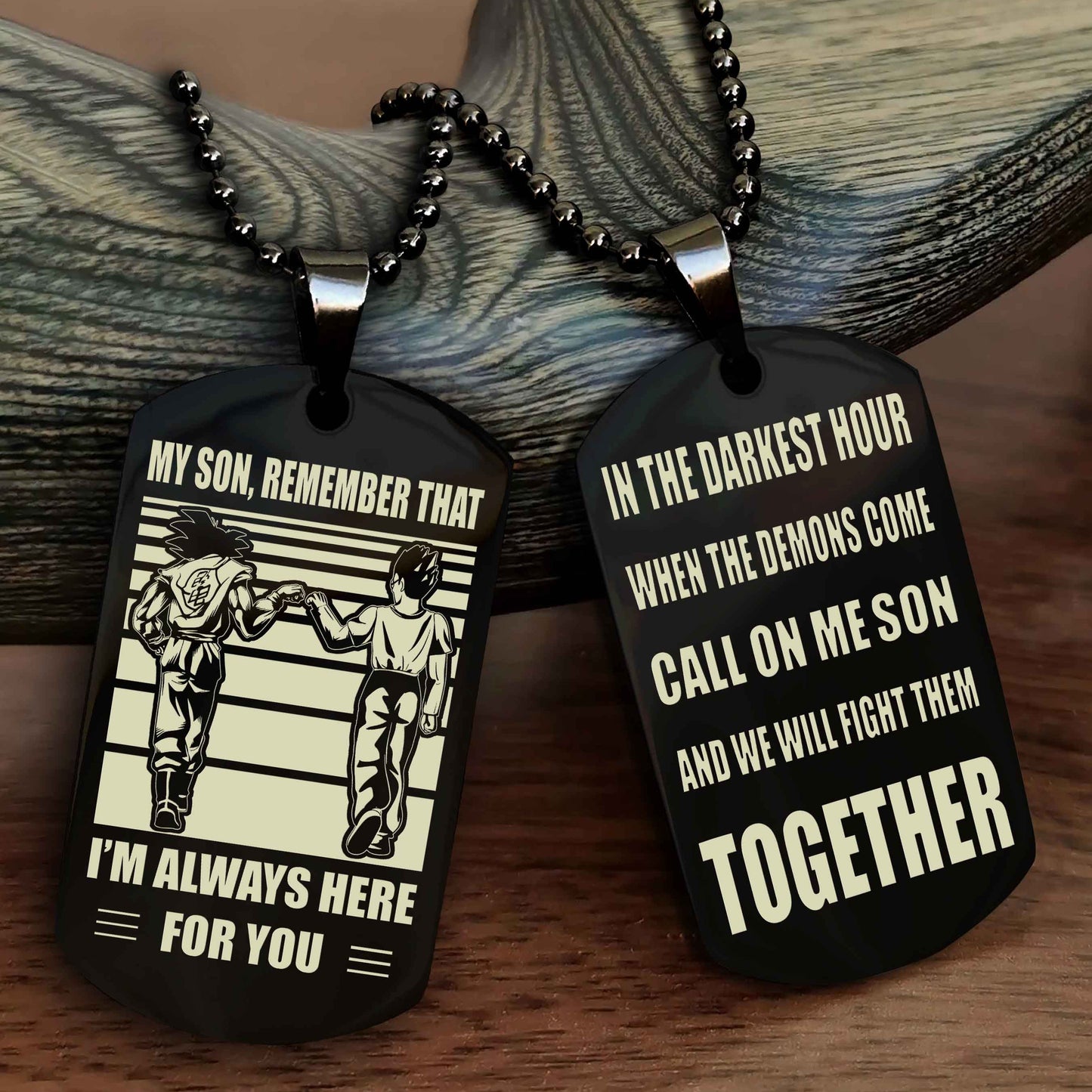 Biker Personalized Double Sided Dog Tag My Son Remember That I Will Always Here Call On Me Son And We Will Fight Them Together