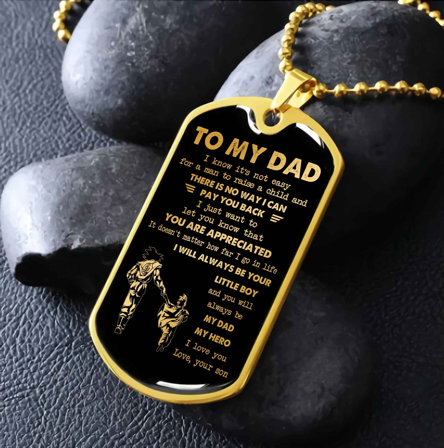 Dragon B GK-Father and Son- Millitary Chain 18K Gold Plated To My Dad I Know It's Not Easy - I Will Always Be Your Little Boy Gift From Son To Dad Father's Day Gift