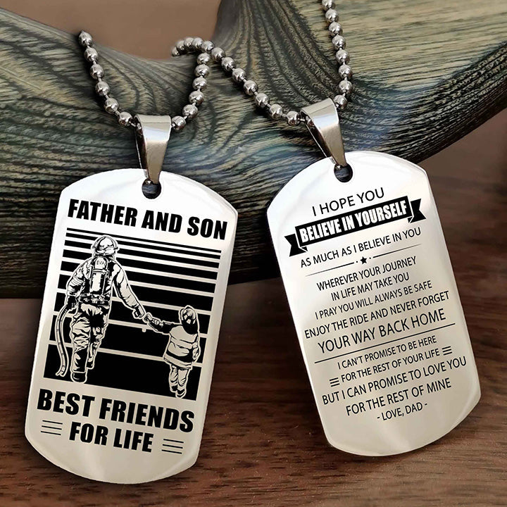 DRB Personalized Double Sided Dog Tag Silver To My Son I Love You - Enjoy The Ride And Never Forget Your Way Back Home From