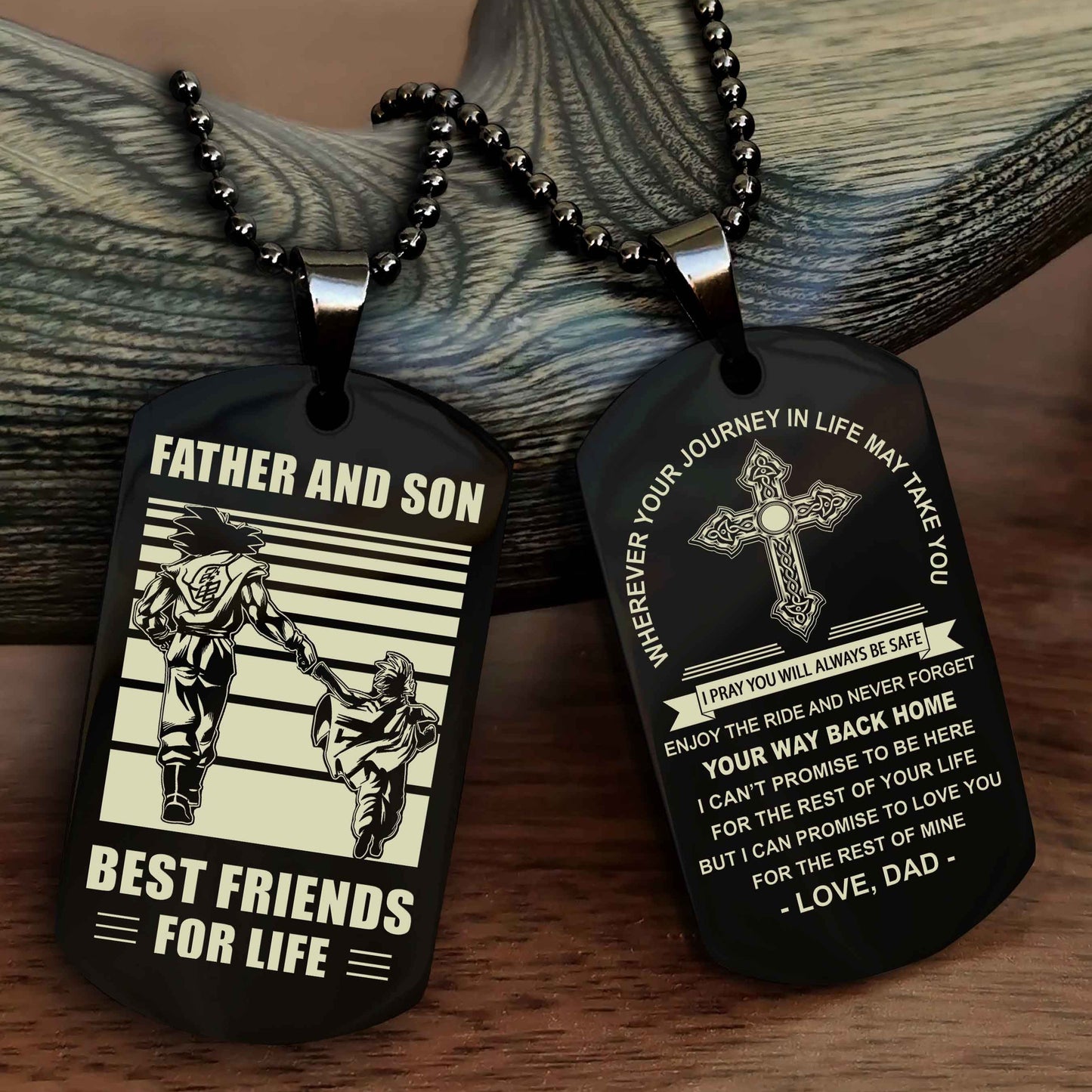 DRB Cross Double Sided Dog Tag Father And Son Best Friend For Life - Gift For Son Never Forget Your Way Back Home