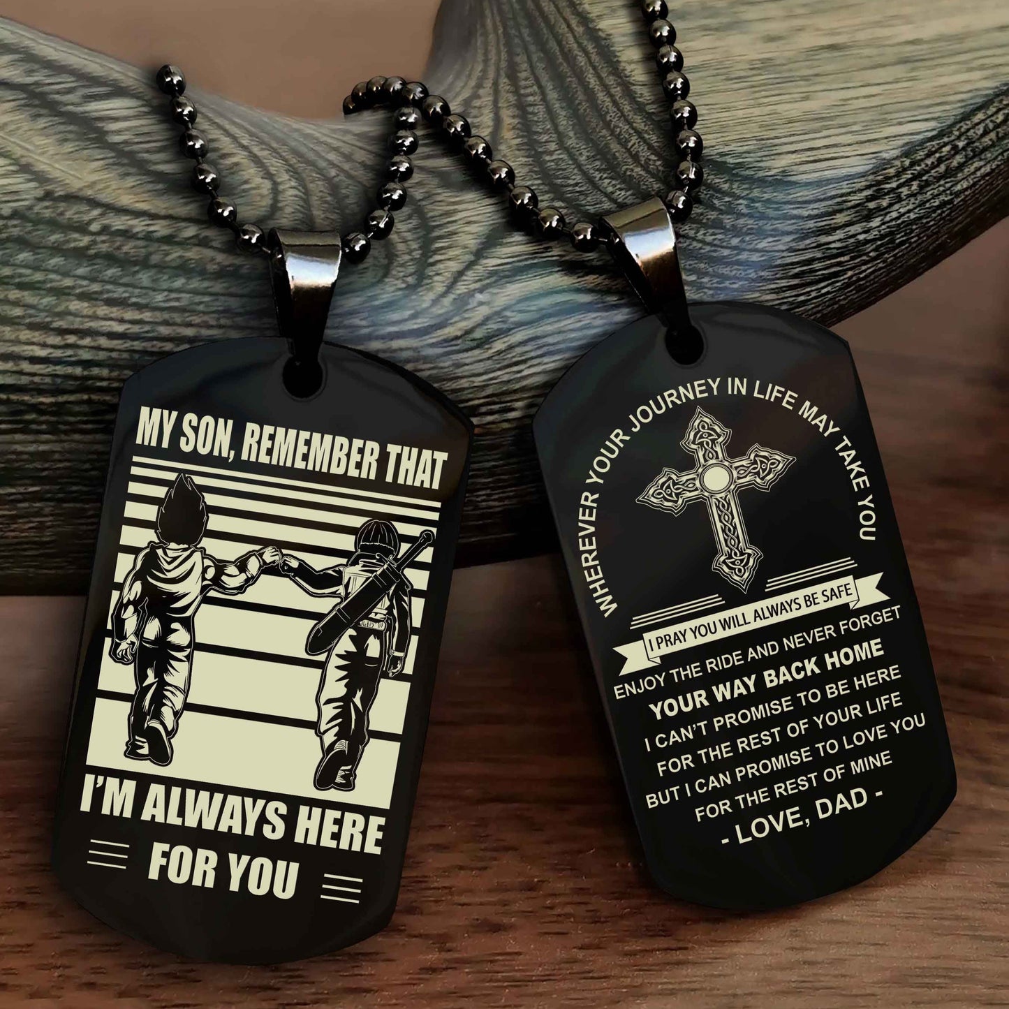 DRB Cross Double Sided Dog Tag My Son Remember That - Gift For Son Enjoy The Ride Never Forget Your Way Back Home