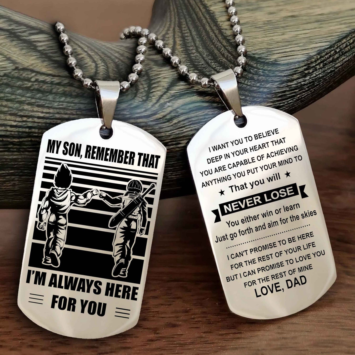 Biker Personalized Double Sided Dog Tag My Son Remember That I Will Always Here You Will Never Lose You Either Win Or Learn