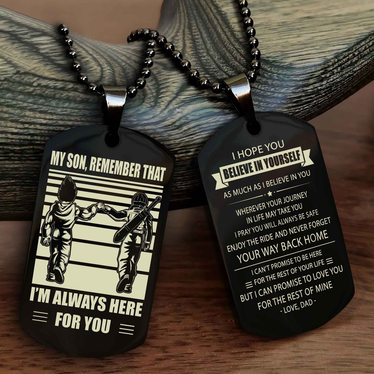 Biker Personalized Double Sided Dog Tag My Son Remember That I Will Always Here Never Forget Your Way Back Home