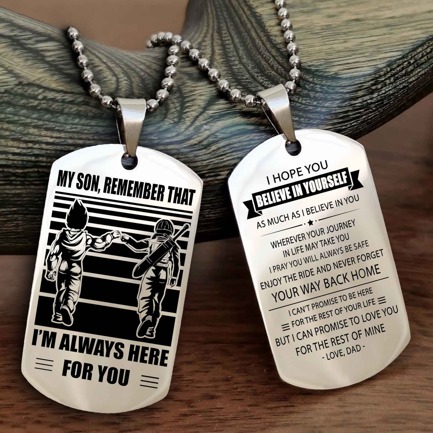 Biker Personalized Double Sided Dog Tag My Son Remember That I Will Always Here Never Forget Your Way Back Home