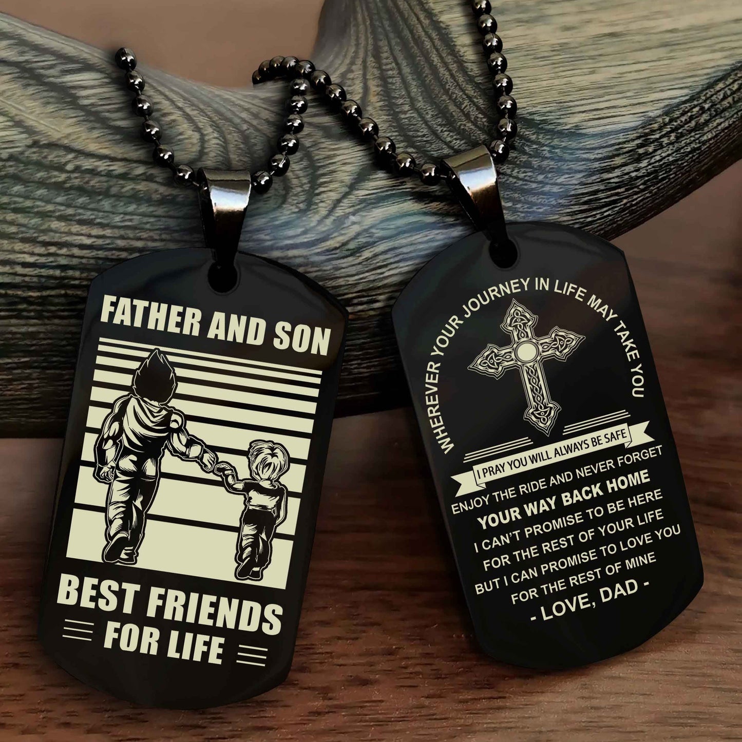 DRB Cross Double Sided Dog Tag My Son Remember That - Gift For Son Enjoy The Ride Never Forget Your Way Back Home