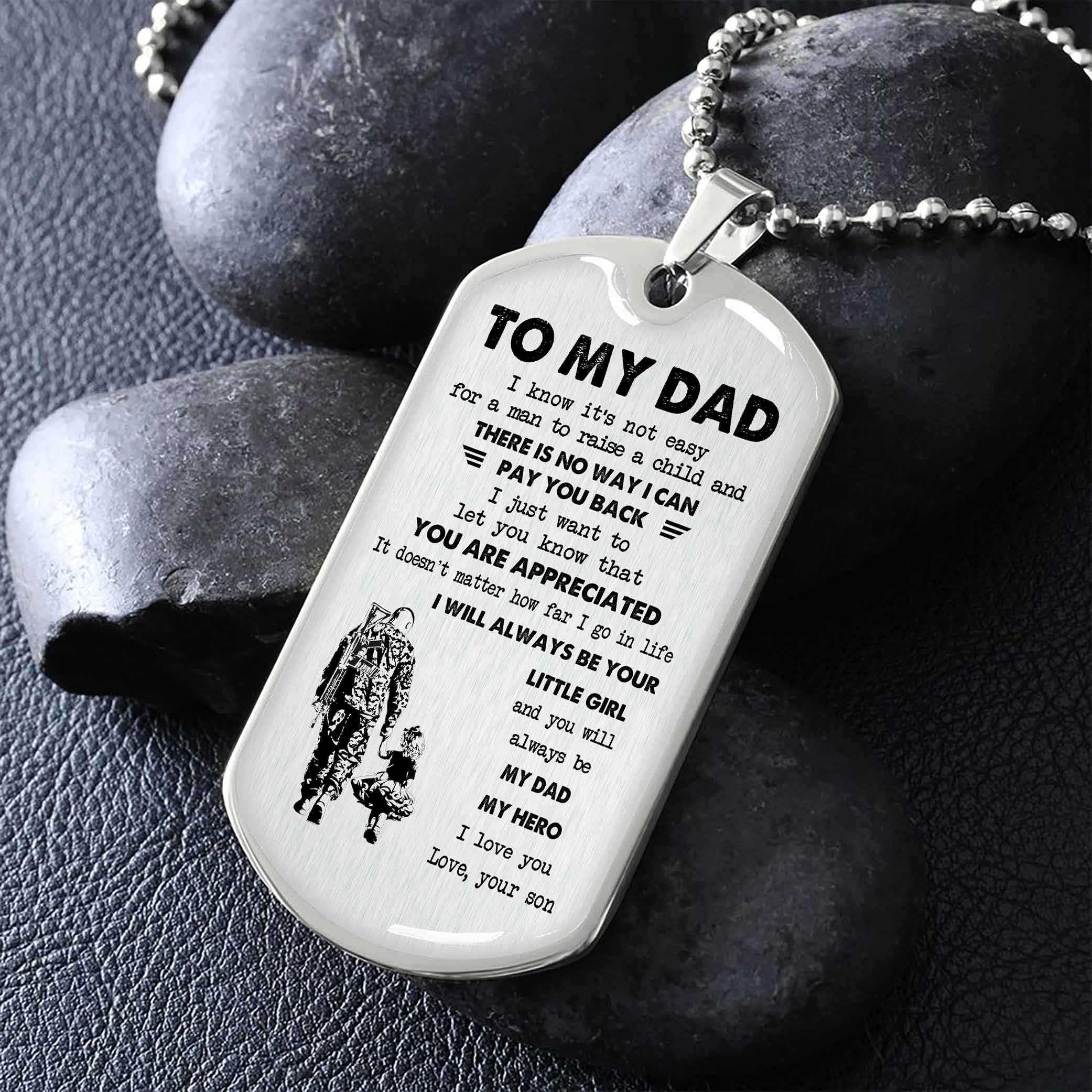 Dragon B PC - GH- Millitary Chain 18K Gold Plated To My Dad I Know It's Not Easy - I Will Always Be Your Little Boy Gift From Son To Dad Father's Day Gift