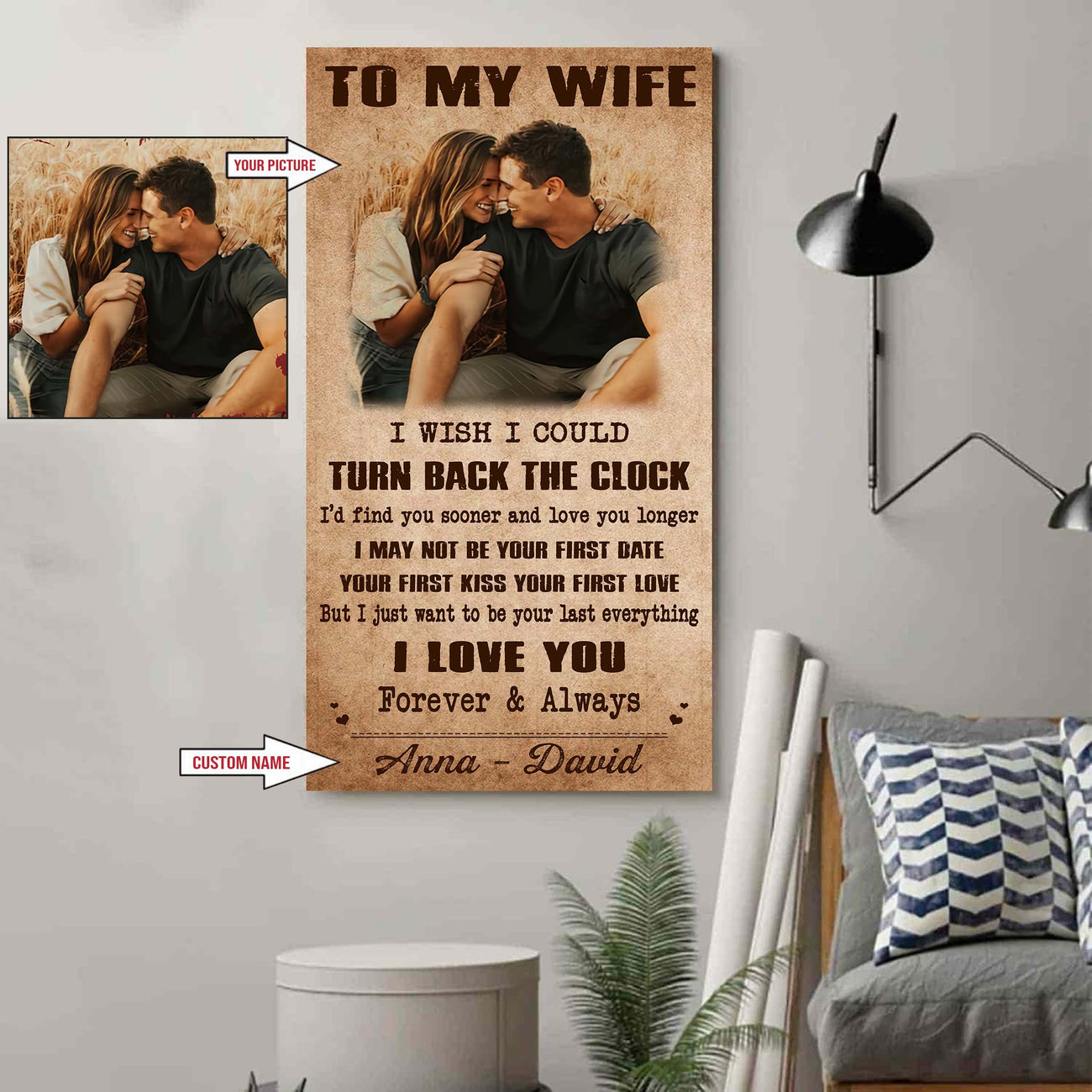 DRB VGT- Poster Canvas To My Wife I Wish I Could Turn Back The Clock - I Love You Forever And Always Gift For Your Wife