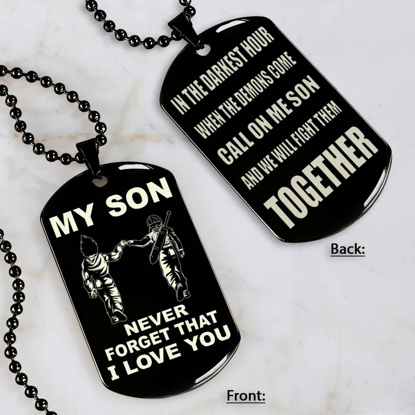 DRB Personalized Double Sided Dog Tag To My Son Never Forget That I Love You - Call On Me Son