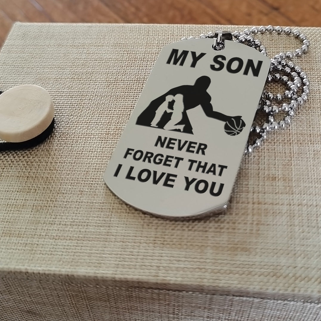 Customizable Double side basketball dog tag, gifts from dad mom to son- It is not about better than someone else, It is about being better than you were the day before, Be strong be brave be humble