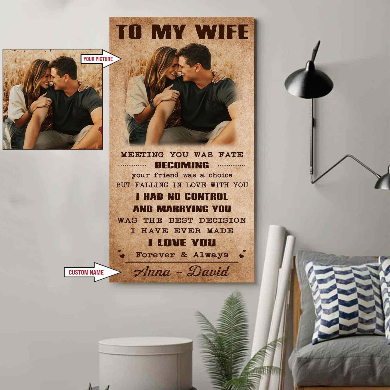 DRB VGT- Poster Canvas To My Wife Meeting You Was Fate - I Love You Forever And Always Gift For Your Wife
