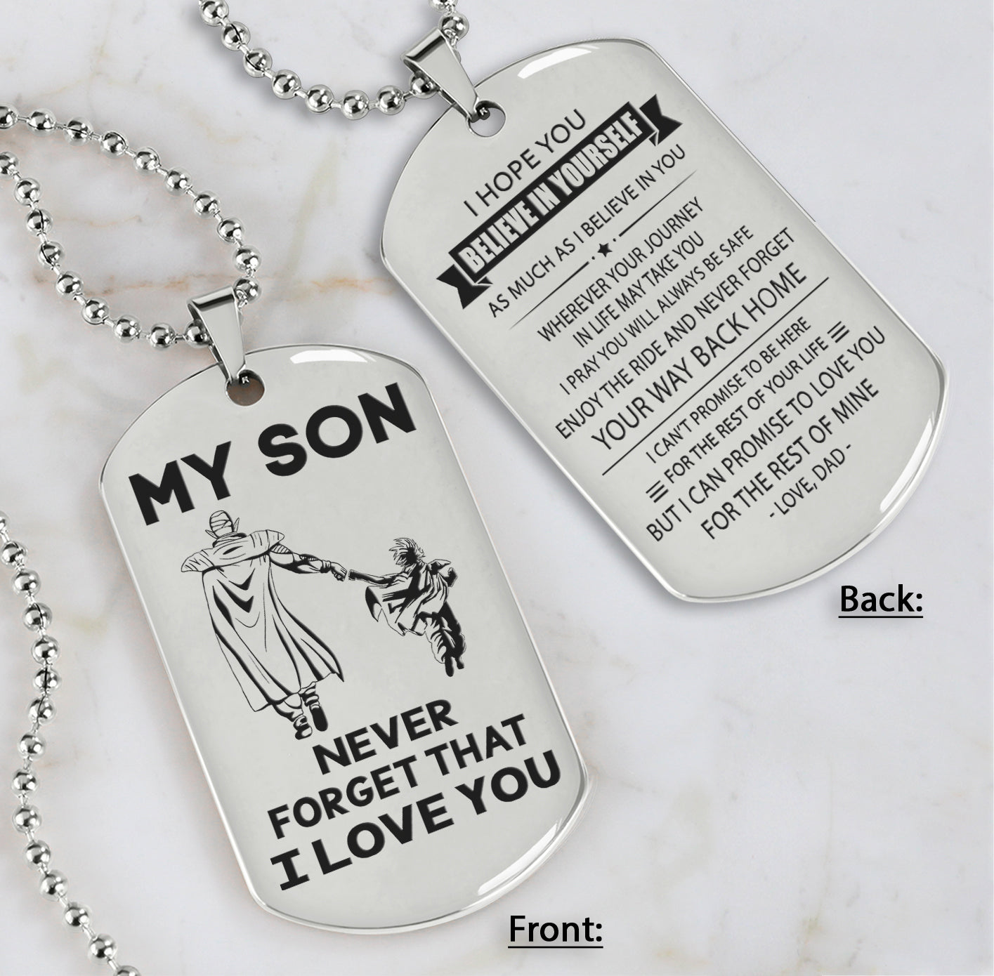 DRB Personalized Double Sided Dog Tag To My Son Never Forget That I Love You - Never Forget Your Way Back Home