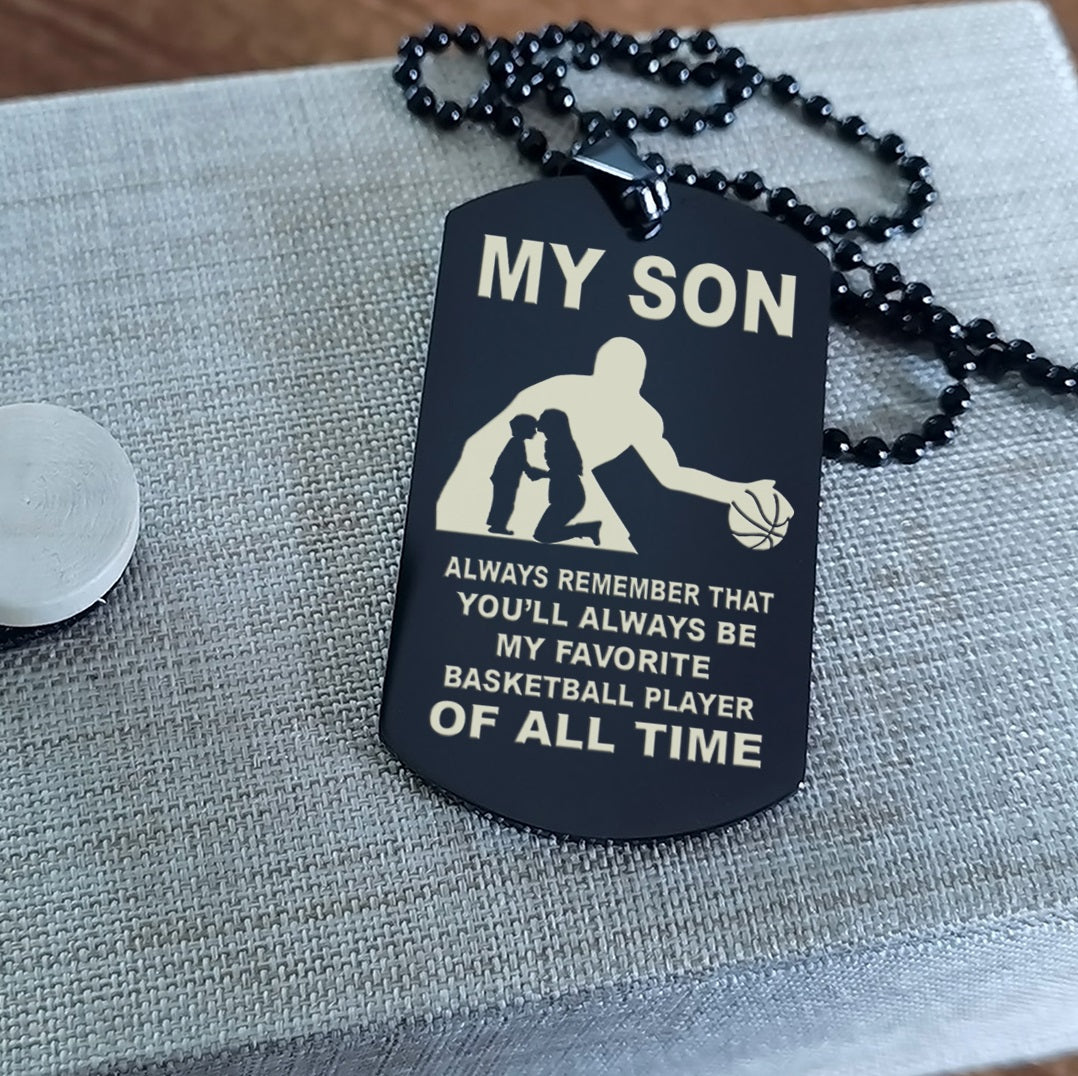 Customizable Double side basketball dog tag, gifts from dad mom to son- It is not about better than someone else, It is about being better than you were the day before, Be strong be brave be humble