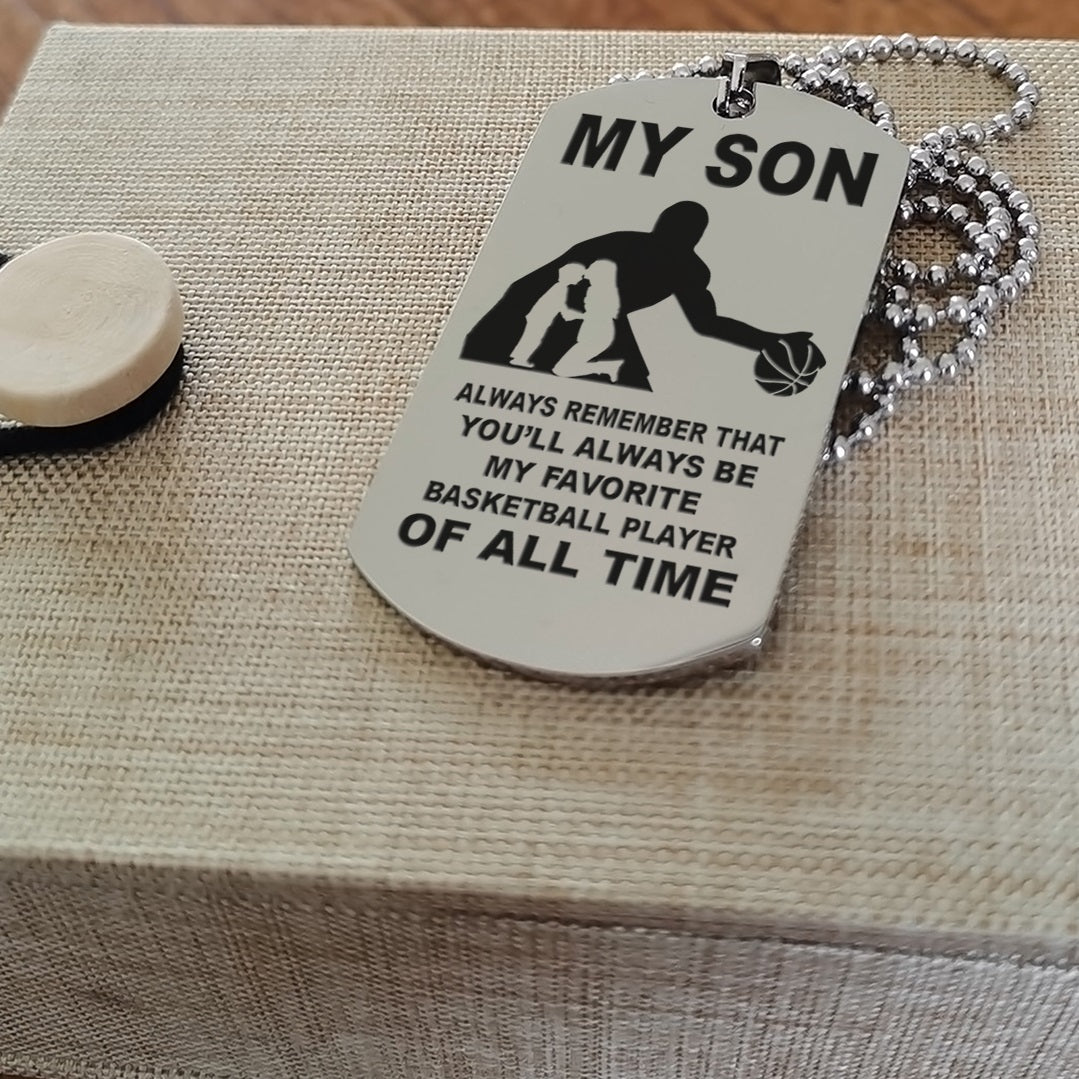 Customizable Double side basketball dog tag, gifts from dad mom to son- It is not about better than someone else, It is about being better than you were the day before, Be strong be brave be humble