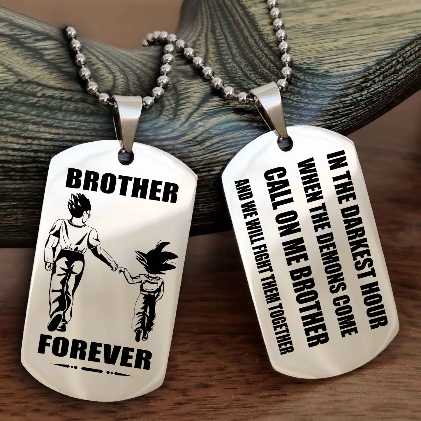 Viking Engraved Double Sided Dog Tag Call On Me Brother NAG Brothers Forever We Will Fight Them Together